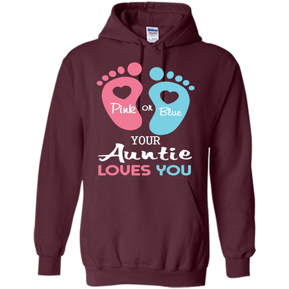 Baby T-shirt Pink Or Blue Your Auntie Loves You Maroon