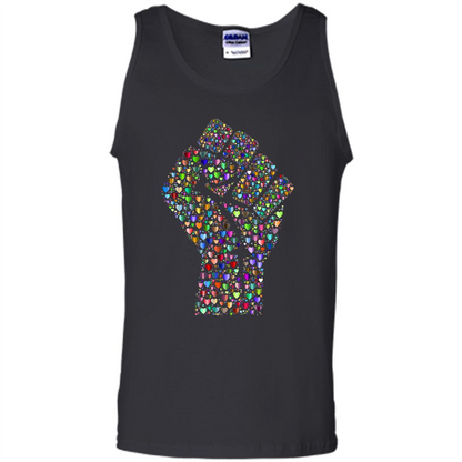 LGBTQ Pride T-shirt Resist Fist LGBTQ Pride Rainbow Hearts Black