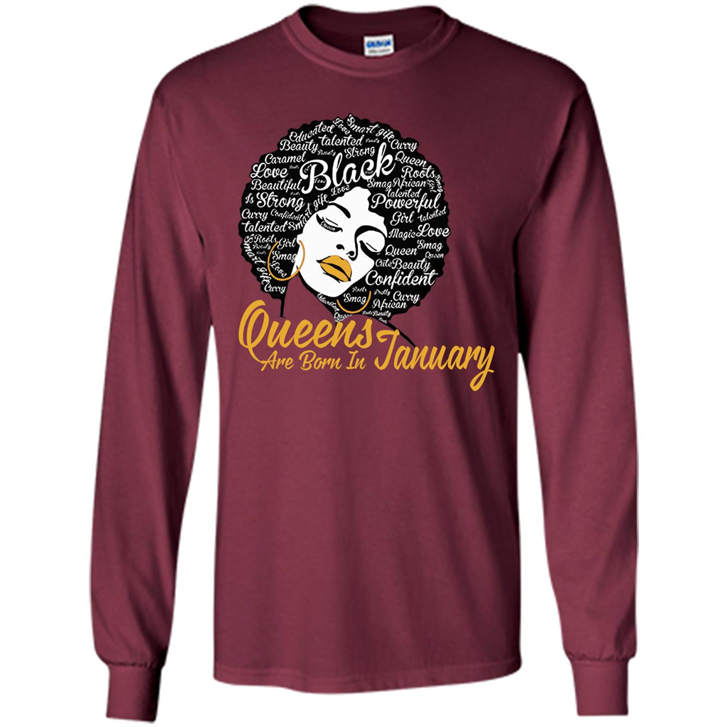 Queen Are Born In January T-shirt Maroon