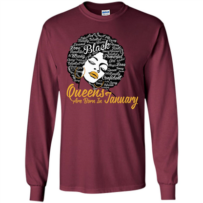 Queen Are Born In January T-shirt Maroon