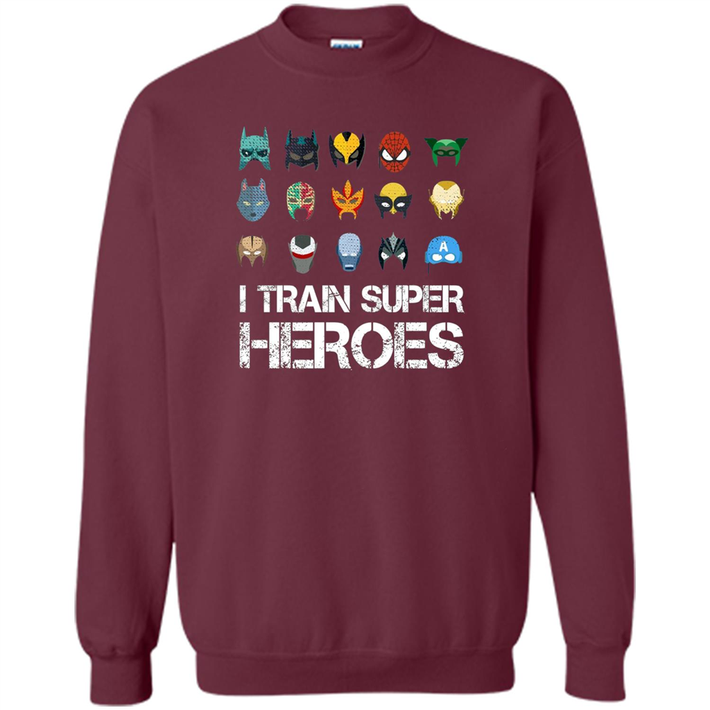 I Train Super Heroes T-shirt Maroon