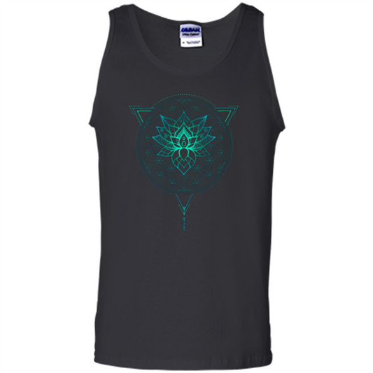 Lotus Flower Of Life T-shirt Mandala in Geometric Triangle Black