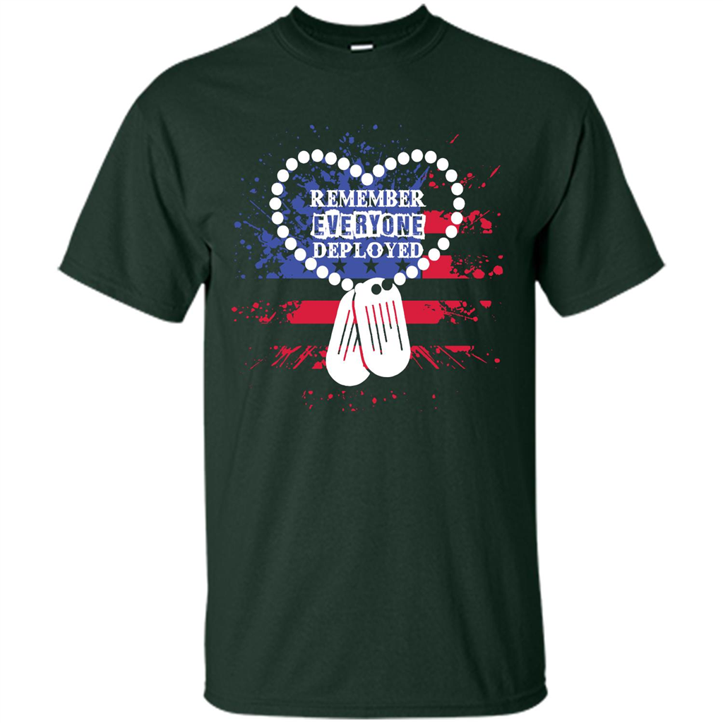 Military T-shirt RED Remember Everyone Deployed Forest Green
