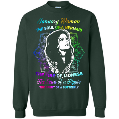 January Woman T-shirt The Heart Of A Hippie Forest Green
