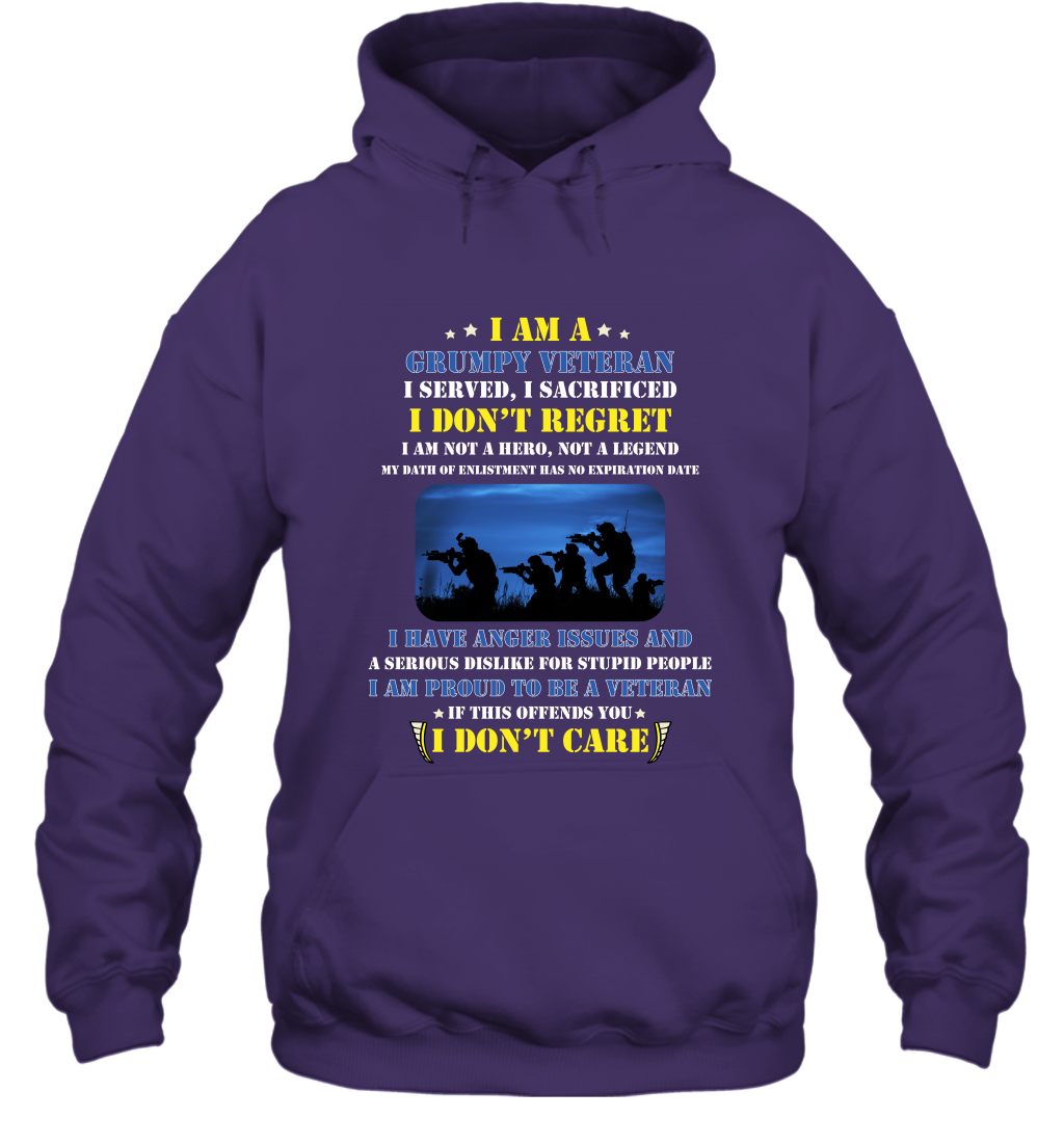I Am A Grumpy Veteran I Served I Sacrificed I Dont Regret Shirt Hoodie Purple