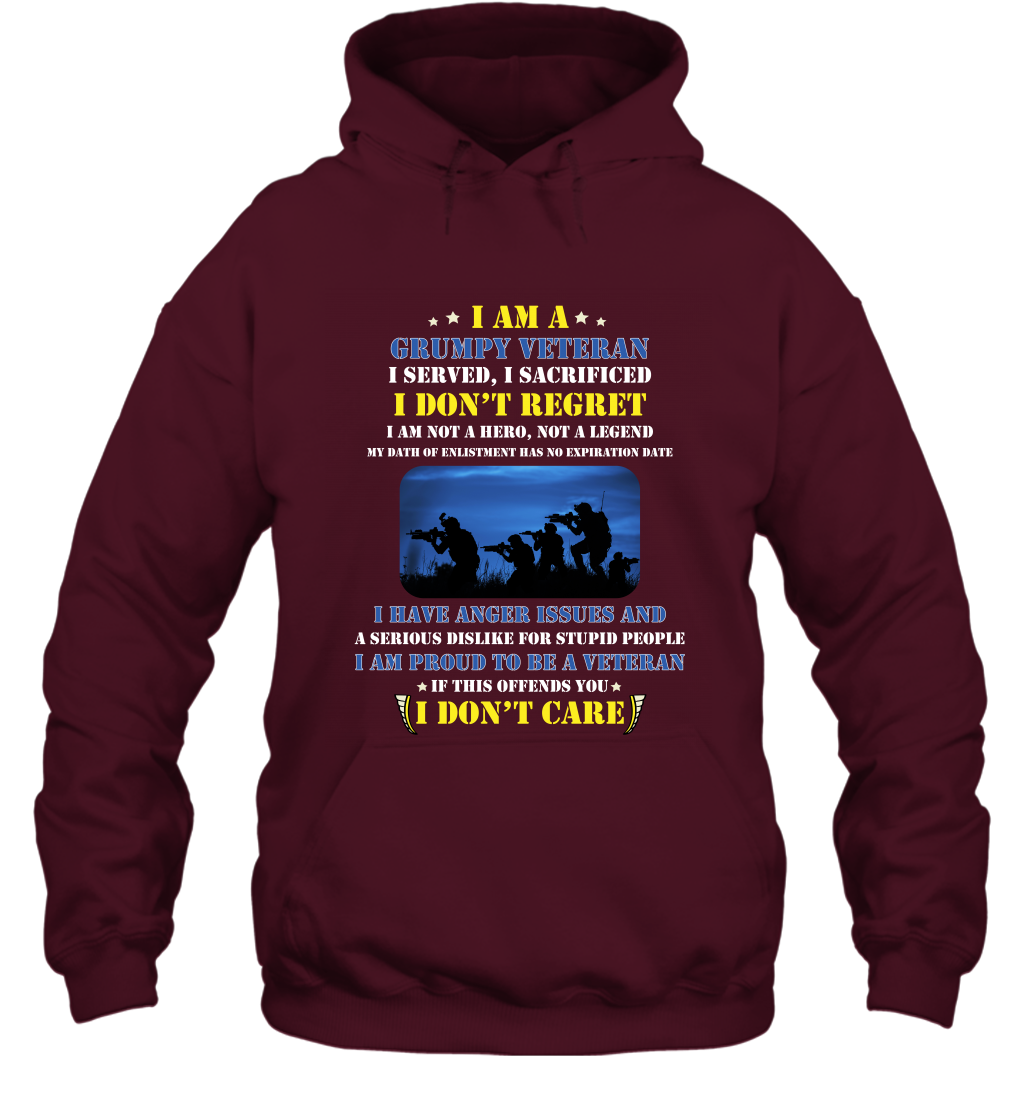 I Am A Grumpy Veteran I Served I Sacrificed I Dont Regret Shirt Hoodie Maroon