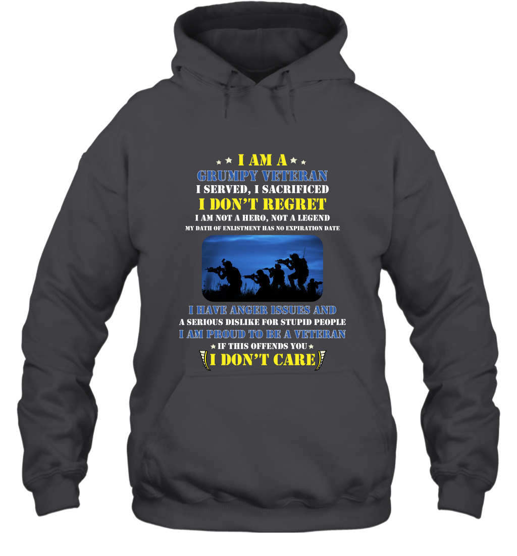 I Am A Grumpy Veteran I Served I Sacrificed I Dont Regret Shirt Hoodie Dark Heather
