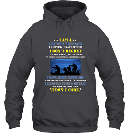 I Am A Grumpy Veteran I Served I Sacrificed I Dont Regret Shirt Hoodie Dark Heather