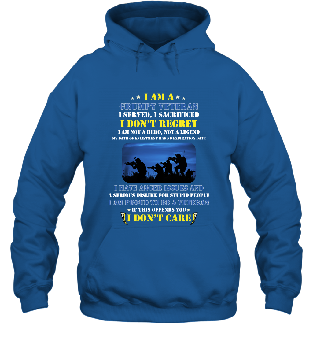 I Am A Grumpy Veteran I Served I Sacrificed I Dont Regret Shirt Hoodie Royal