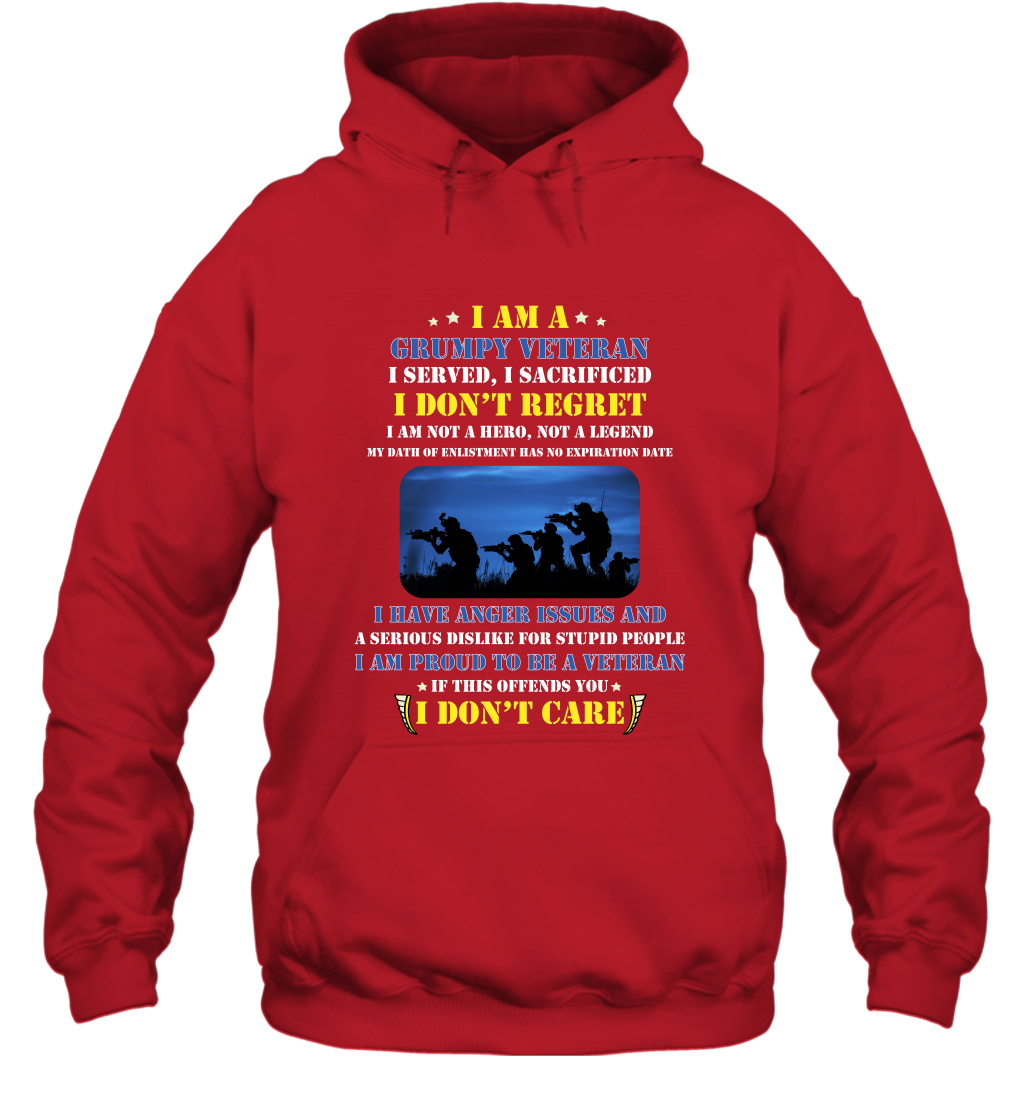 I Am A Grumpy Veteran I Served I Sacrificed I Dont Regret Shirt Hoodie Red