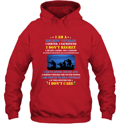 I Am A Grumpy Veteran I Served I Sacrificed I Dont Regret Shirt Hoodie Red