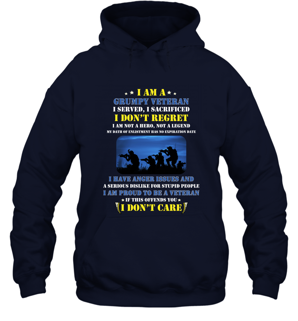 I Am A Grumpy Veteran I Served I Sacrificed I Dont Regret Shirt Hoodie Navy