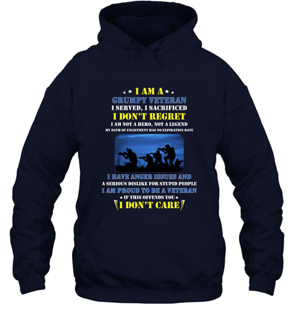 I Am A Grumpy Veteran I Served I Sacrificed I Dont Regret Shirt Hoodie Navy