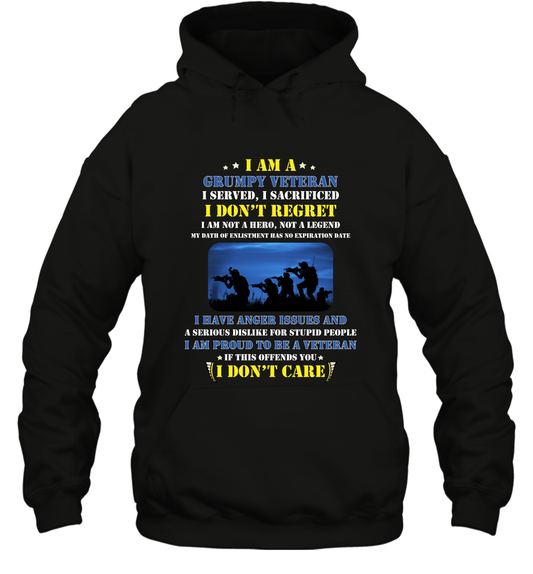 I Am A Grumpy Veteran I Served I Sacrificed I Dont Regret Shirt Hoodie Black
