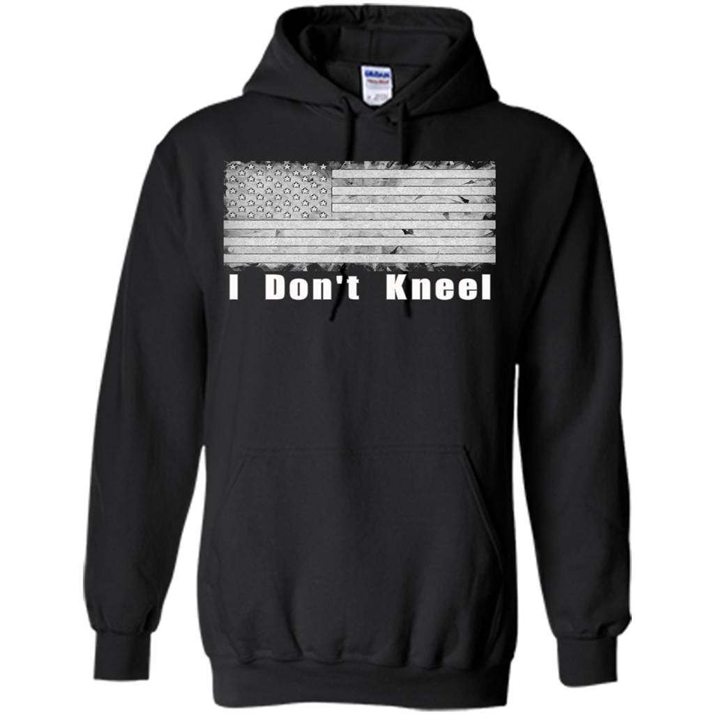 American T-shirt I Don't Kneel Patriotic American Flag Black