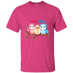 Pregnancy T-shirt Owl Pink Or Blue Hoo Will It Be