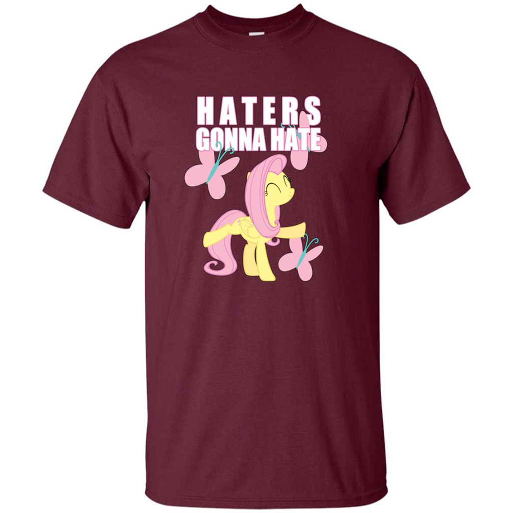 Haters Gonna Hate T-shirt Fluttershy And Butterflies Maroon
