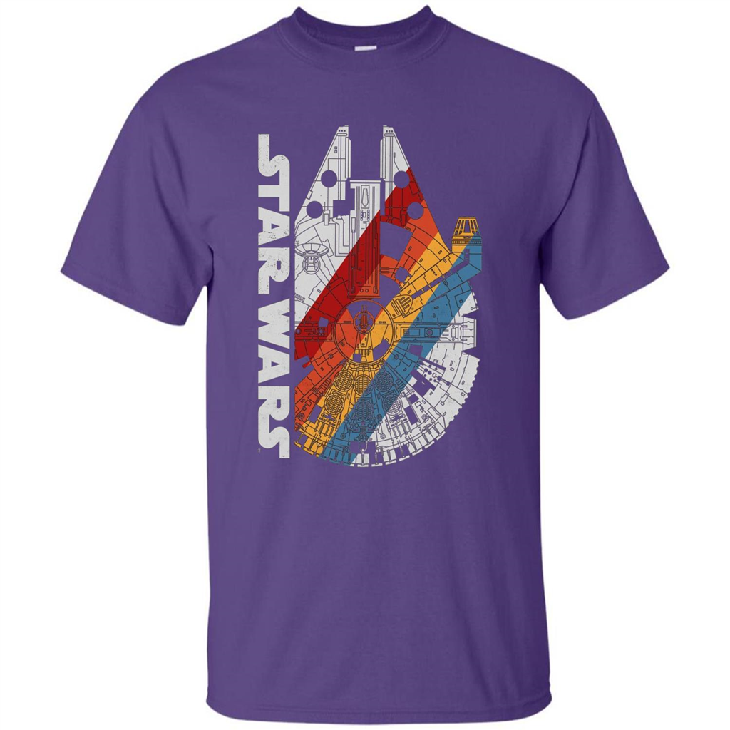 Movie T-shirt The Millennium Falcon Wears Retro Stripes T-shirt Purple
