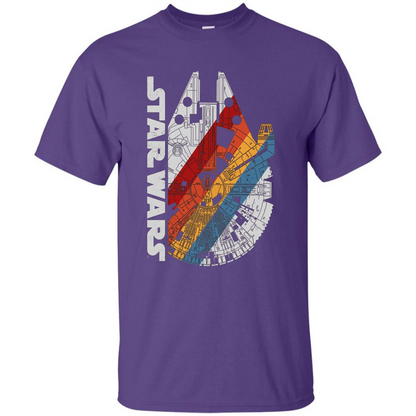 Movie T-shirt The Millennium Falcon Wears Retro Stripes T-shirt Purple