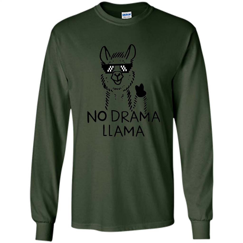Funny No Drama Llama T-shirt Forest Green