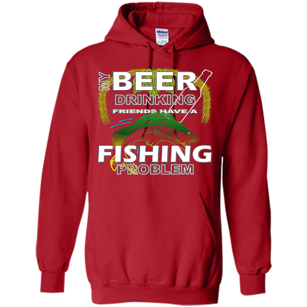 Beer Drinking Friends Have A Fishing Problem T-Shirt Red