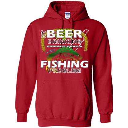 Beer Drinking Friends Have A Fishing Problem T-Shirt Red