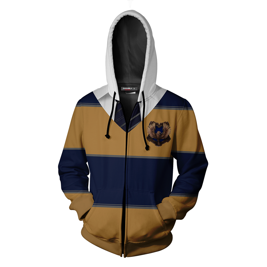 Striped Ravenclaw Harry Potter New Zip Up Hoodie