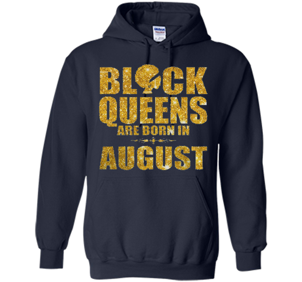 Black Queens are born in August Funny T-shirt Navy