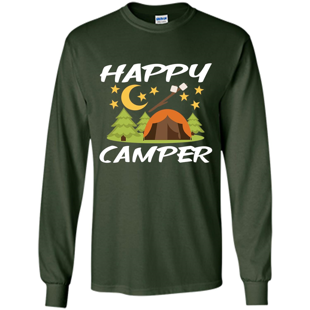 Happy Camper T-shirtt - Outdoor Night Sky Forest Green