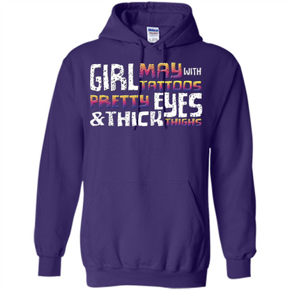 May Girl T-shirt With Tattoos Pretty Eyes and Thick Thighs Purple