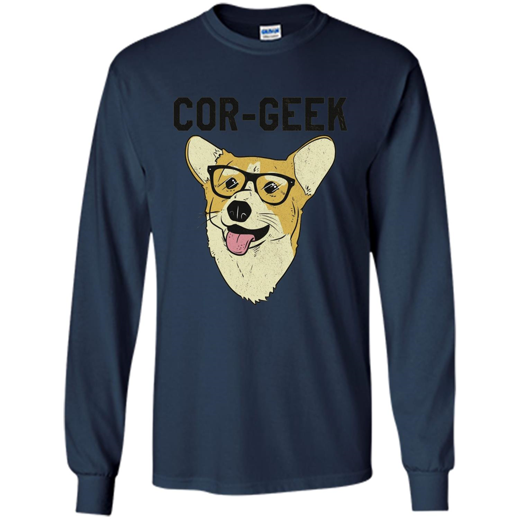 Cor-Geek Funny Corgi Nerd T-shirt Navy