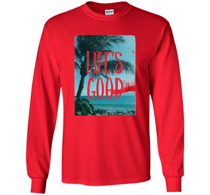 Life's Good Palm Tree T-Shirt cool shirt Red