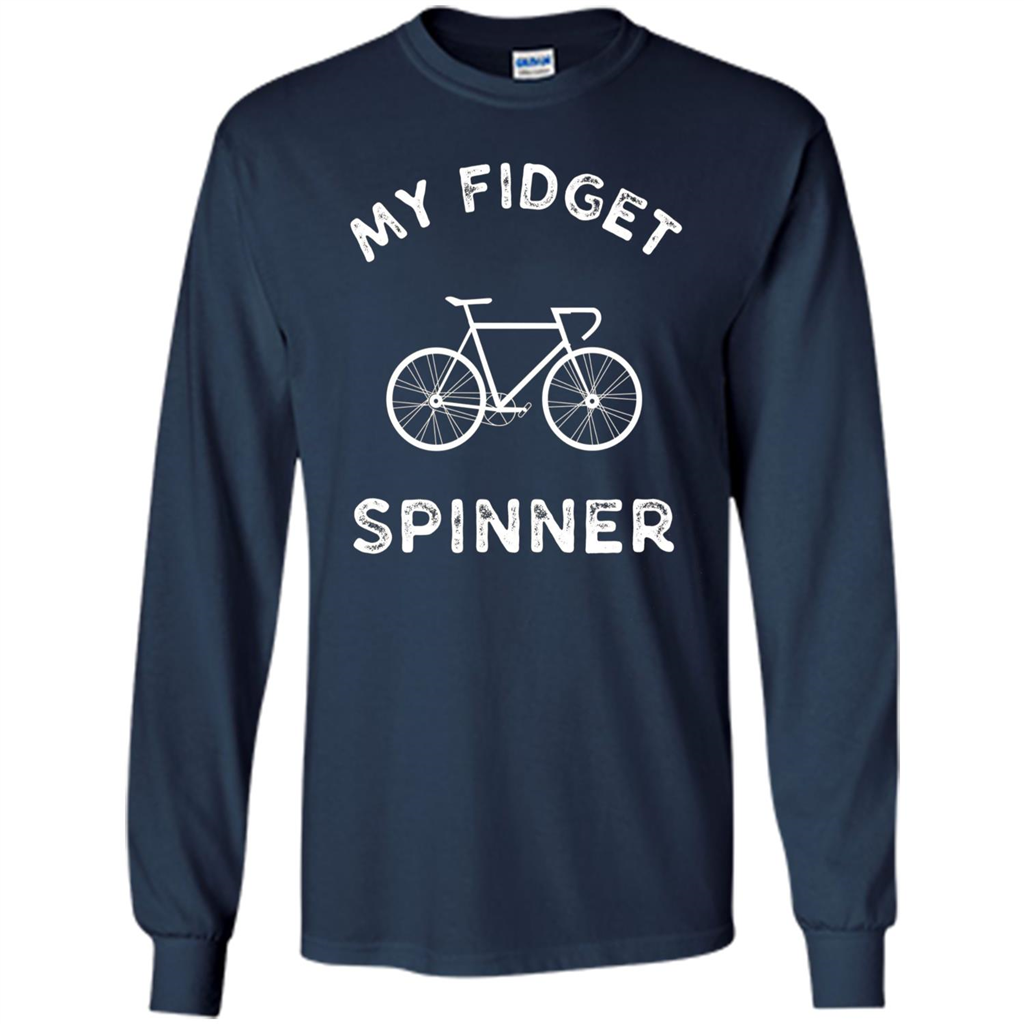 Funny Cool Cycling Mountain Biking T-shirt My Fidget Spinner Navy