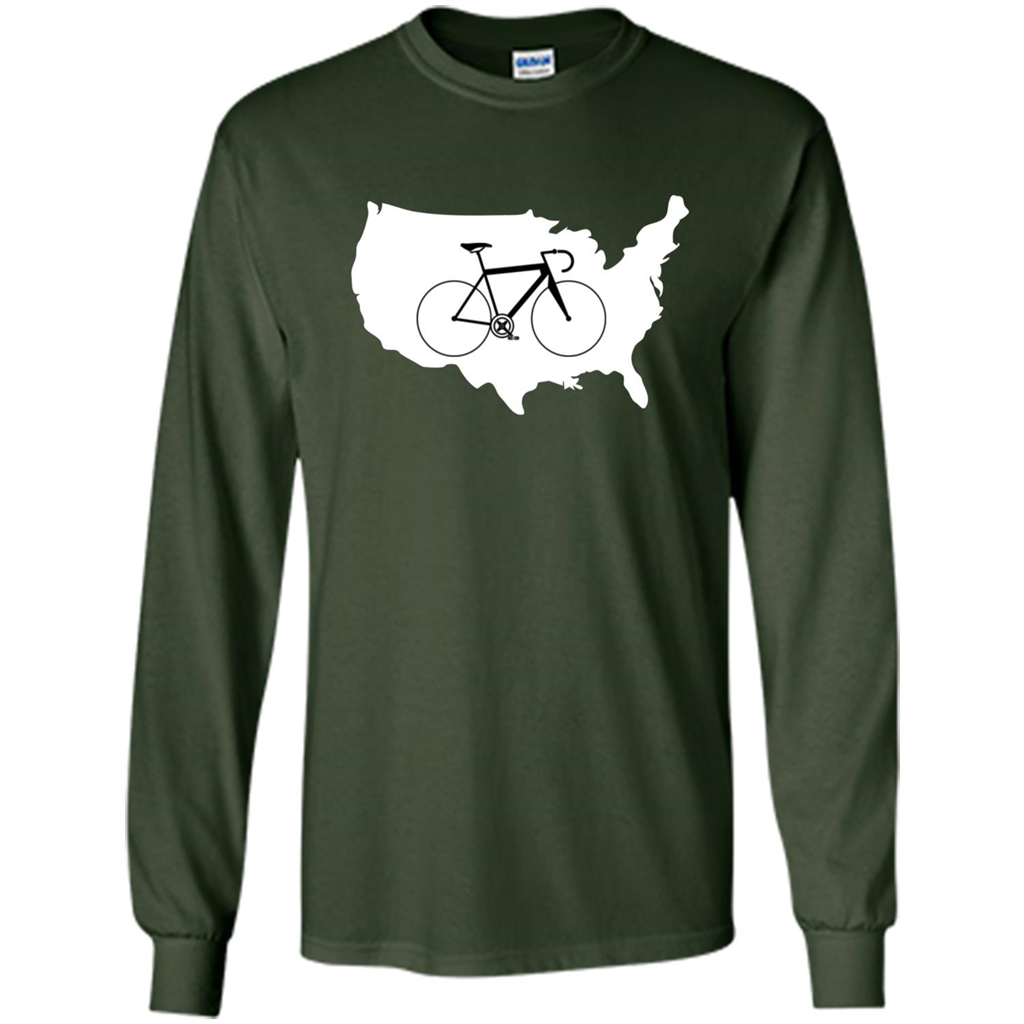 Bicycle America T-shirt USA States Road Bike Forest Green