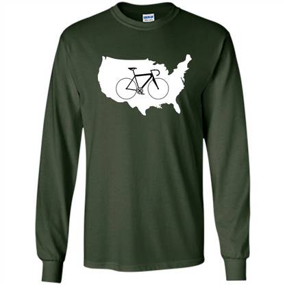 Bicycle America T-shirt USA States Road Bike Forest Green