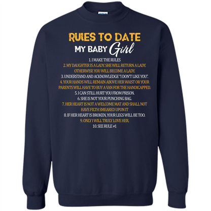 Fathers Day T-shirt Rules To Date My Baby Girl Navy