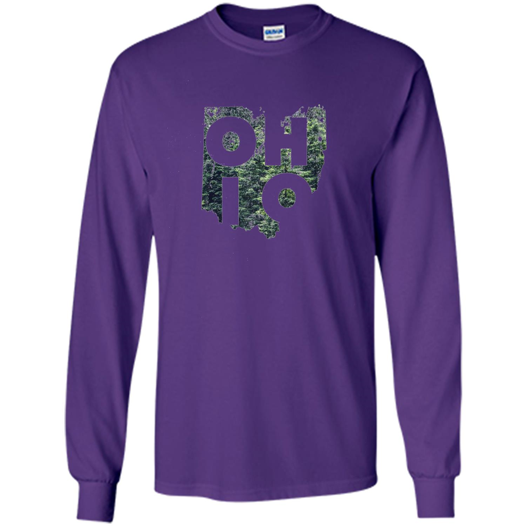 State Of Ohio T-Shirt Distressed with Trees Purple