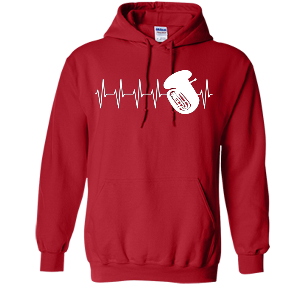 Sousaphone T-shirt Heartbeat Tube Sousaphone Red