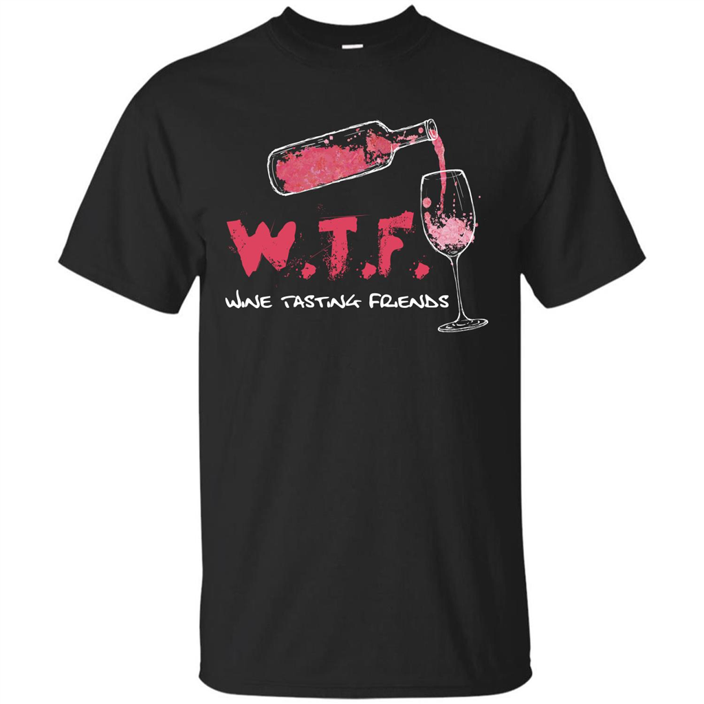 Wine T-shirt W.T.F Wine Tasting Friends T-shirt Black