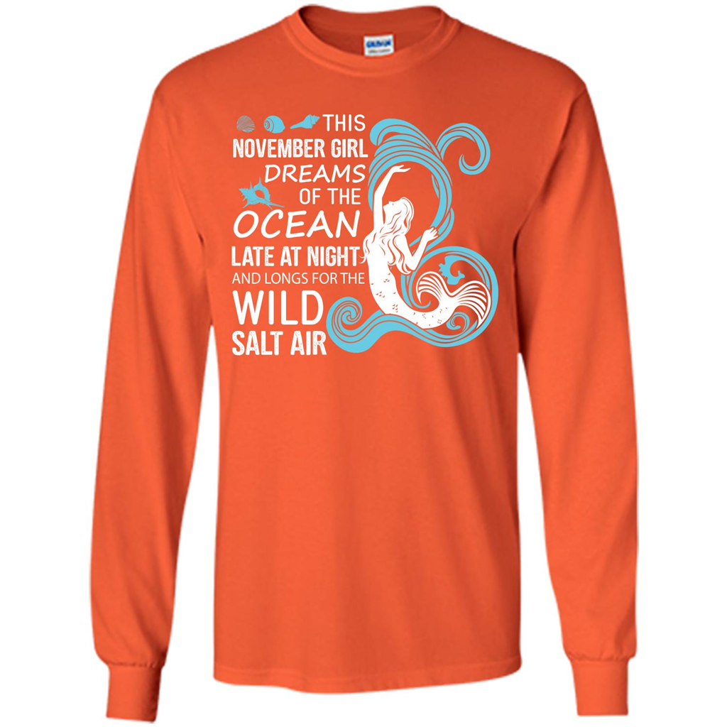 This November Girl Dreams Of The Ocean Late At Night T-shirt Orange