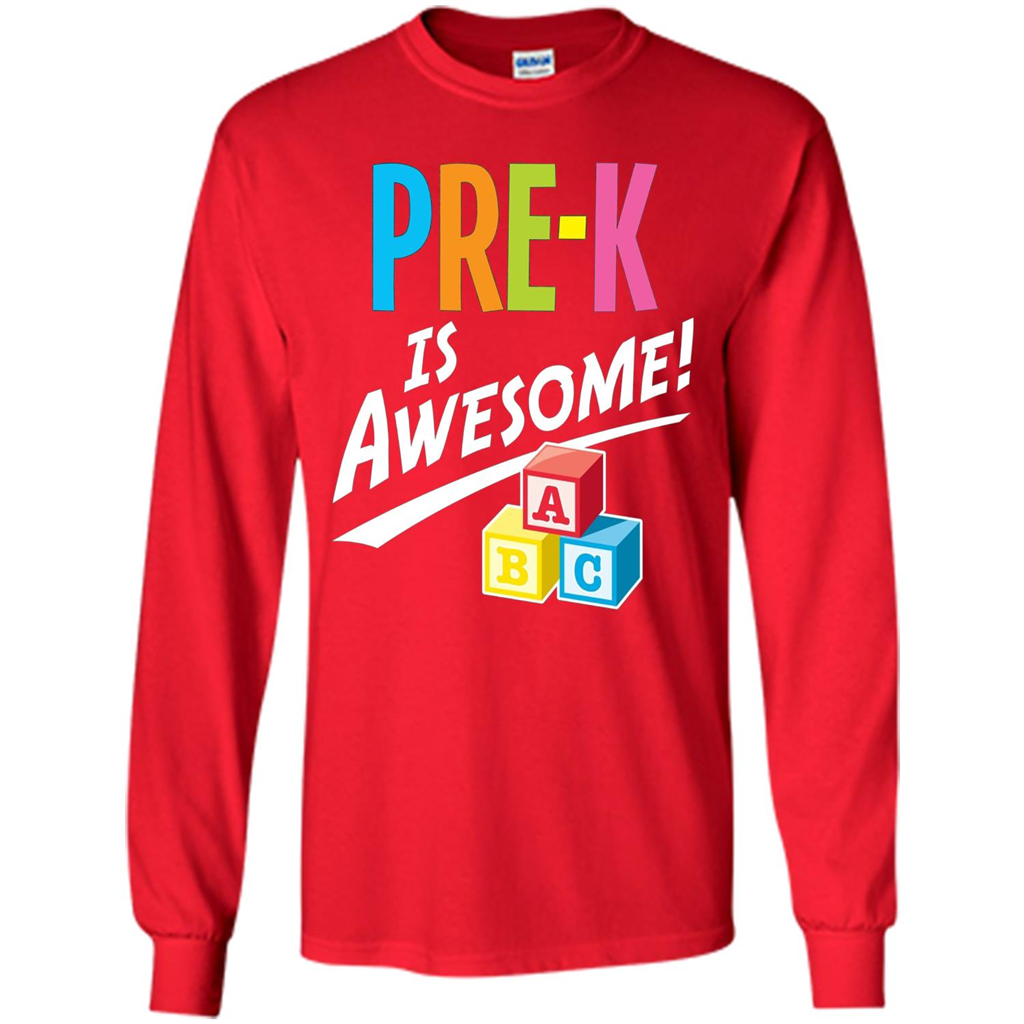 School Teacher T-shirt Pre-K Is Awesome ABC Blocks T-shirt Red