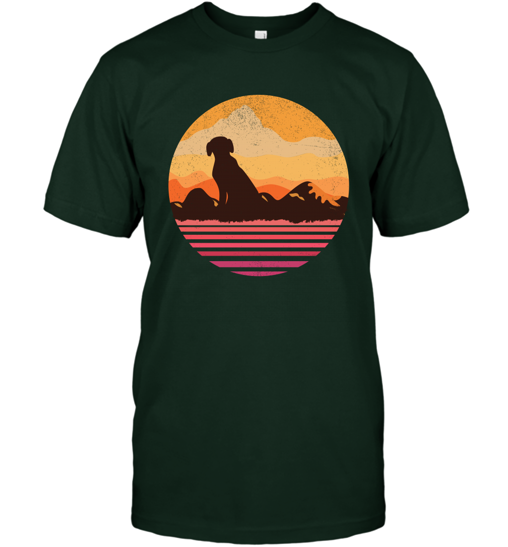 Dog In Sunset Vintage Shirt T-Shirt Forest Green