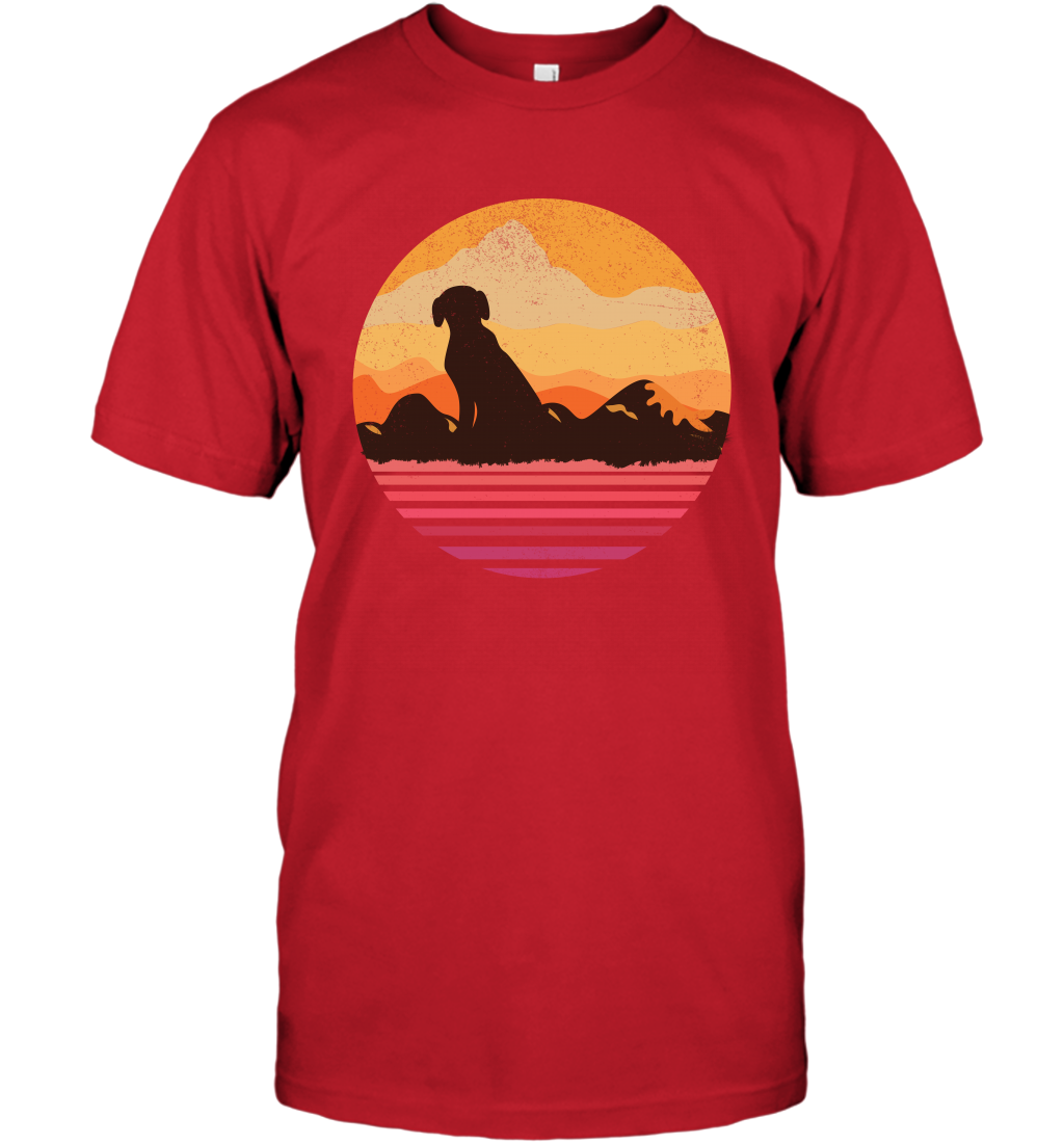 Dog In Sunset Vintage Shirt T-Shirt Red