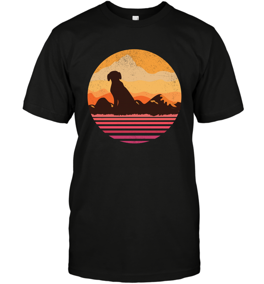 Dog In Sunset Vintage Shirt T-Shirt Black
