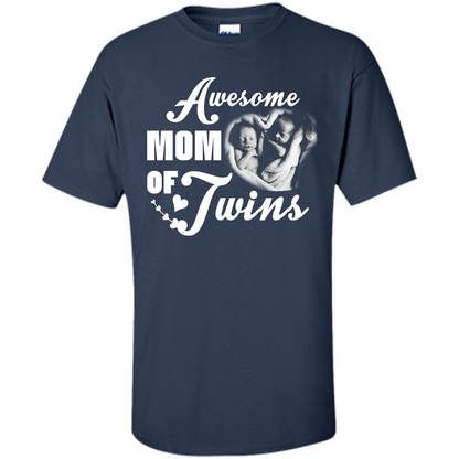 Mommy T-shirt Awesome Mom Of Twins Navy