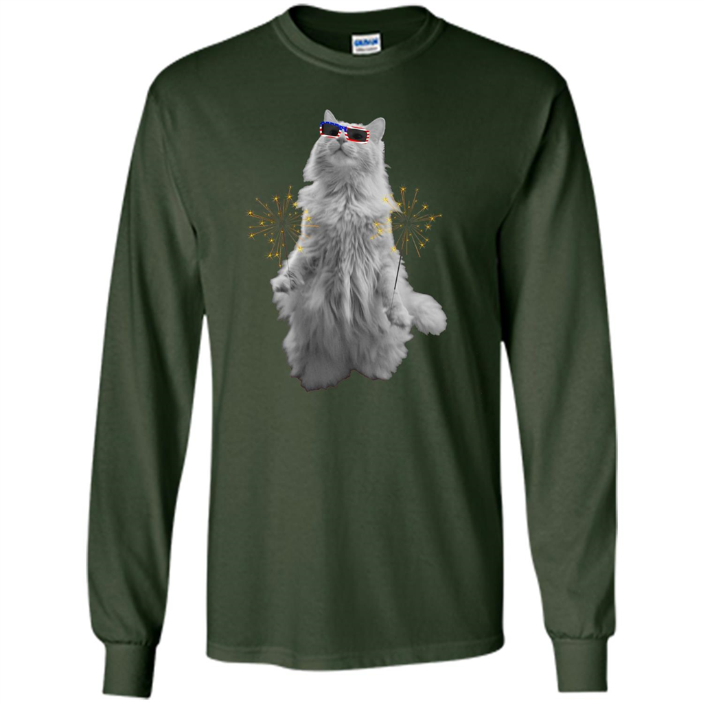 Funny Patriot Cat T-shirt Meowica Forest Green