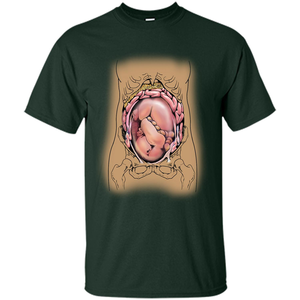 Anatomy T-shirt Fetus In Utero Forest Green