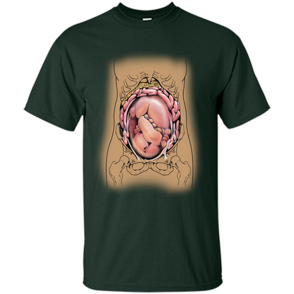 Anatomy T-shirt Fetus In Utero Forest Green