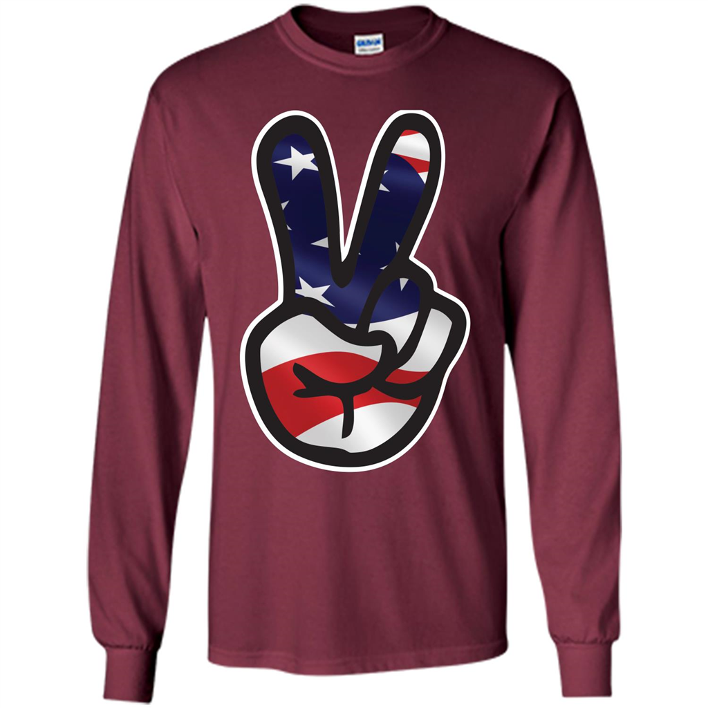 Amreican Flag Peace Guy T-shirt Maroon