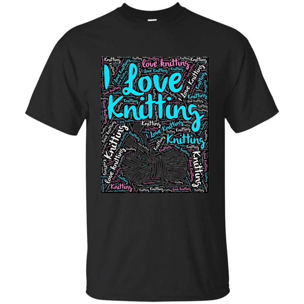 Knitting Wordcloud Knitter T-shirt Love Knitting Black